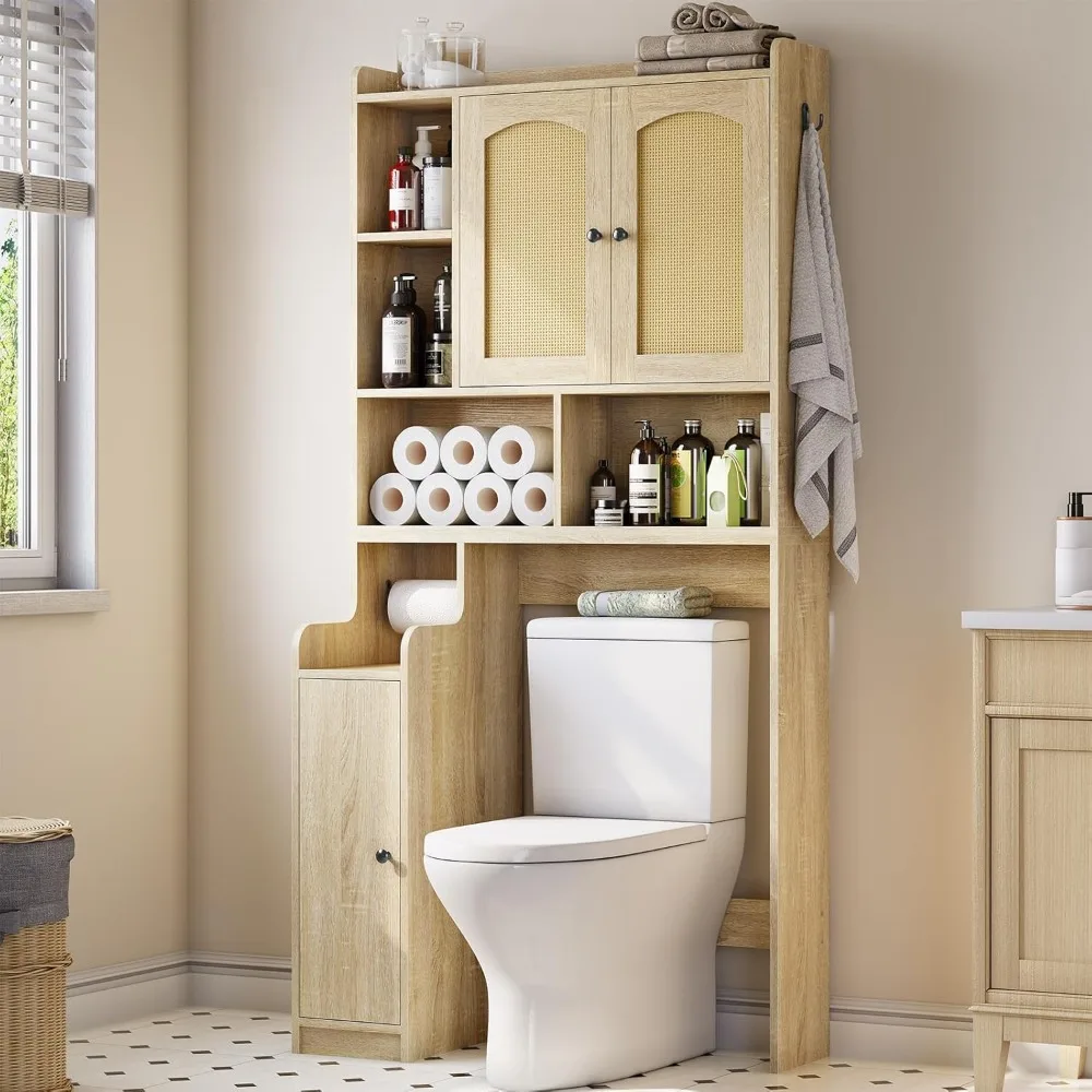 Itaar Over The Toilet Storage Cabinet, Farmhouse Rattan Bathroom Cabinet, Over Toilet Bathroom Organizer with Rattan Barn Doors 
Itaar Over The Toilet Storage Cabinet, Farmhouse Rattan Bathroom Cabinet, Over Toilet Bathroom Organizer with Rattan Barn Doors
