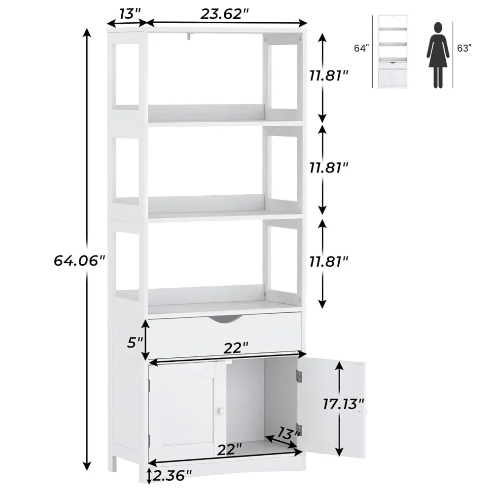 Kitchen Pantry Storage Cabinets Freestanding Tall Bathroom Cabinet with Shelves and Drawer 64''H Sideboard, Customized
Kitchen Pantry Storage Cabinets Freestanding Tall Bathroom Cabinet with Shelves and Drawer 64''H Sideboard, Customized