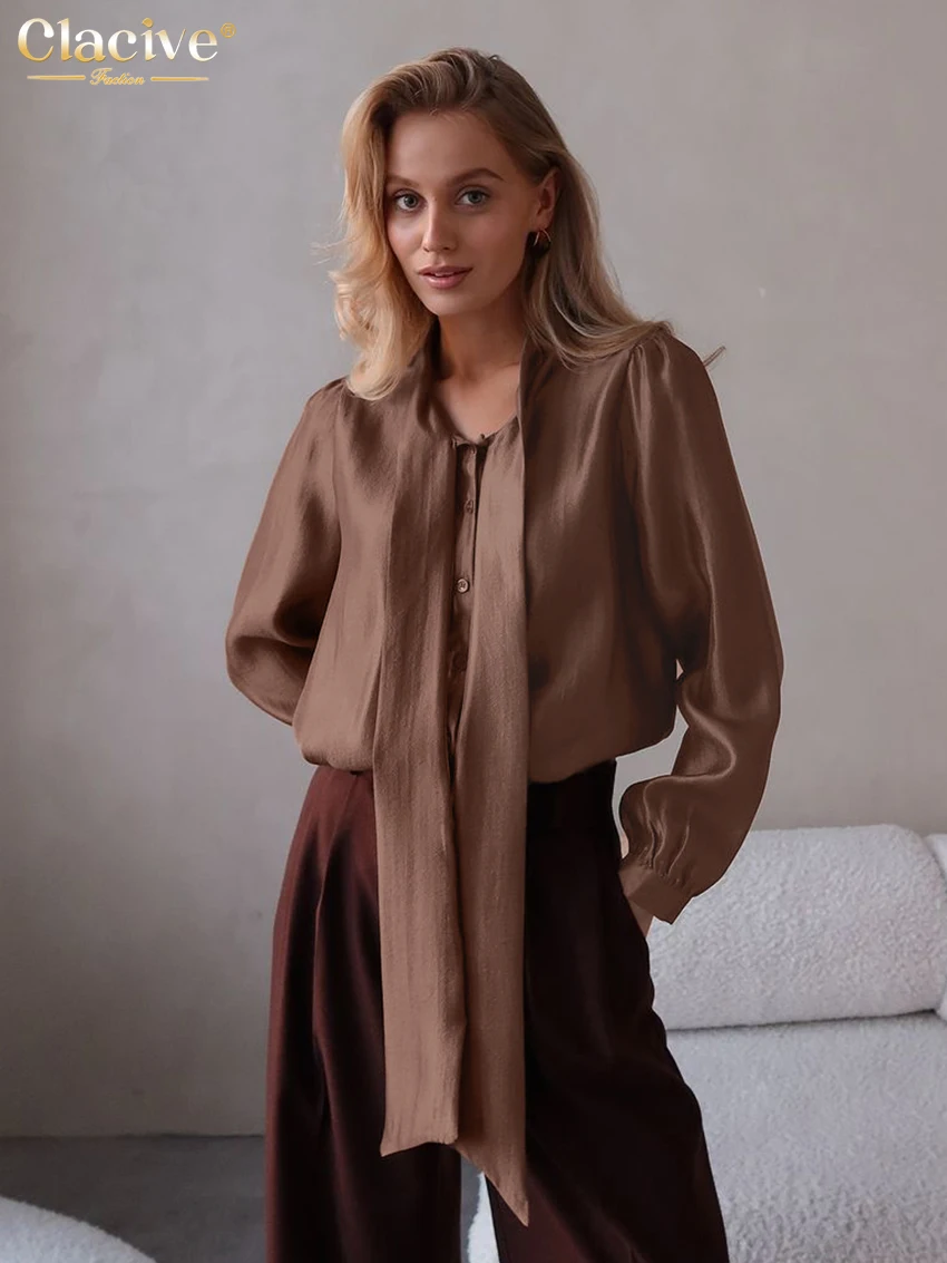 Clacive Fashion Loose Brown Women's Shirt 2025 Casual Bow Collar Long Sleeve Shirts Elegant Classic Solid Tops Female Clothing
Clacive Fashion Loose Brown Women's Shirt 2025 Casual Bow Collar Long Sleeve Shirts Elegant Classic Solid Tops Female Clothing