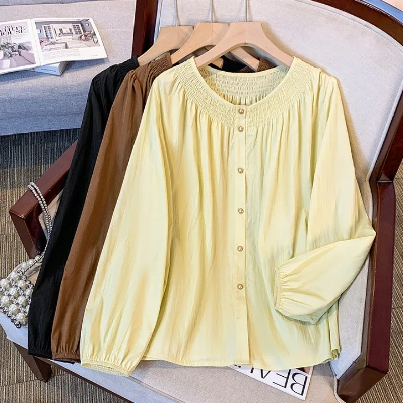 Plus Size Blouses Female 2025 Spring Autumn New Arrivals O Neck Collar Lantern Sleeve Tops Woman Loose Single-breasted Shirts
Plus Size Blouses Female 2025 Spring Autumn New Arrivals O Neck Collar Lantern Sleeve Tops Woman Loose Single-breasted Shirts