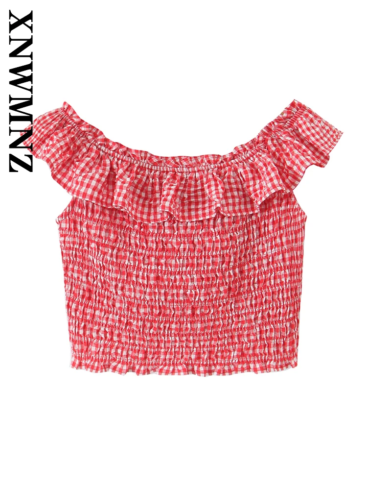 XNWMNZ 2025 Summer New Product Women Clothing Chic Party Sleeveless O-Collar Ruffle Top Fashion Lady Elastic band Sexy Plaid
XNWMNZ 2025 Summer New Product Women Clothing Chic Party Sleeveless O-Collar Ruffle Top Fashion Lady Elastic band Sexy Plaid