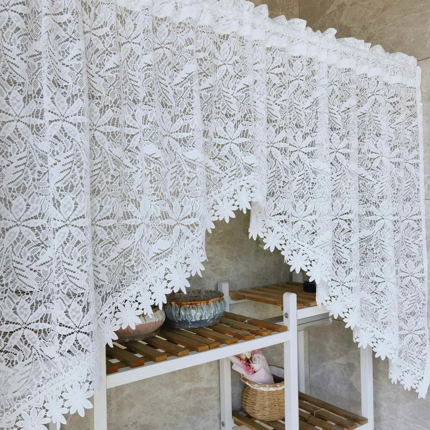 1PC Special Design Designed Triangle Sheer Curtain, Lace White White Hollow Out Kitchen Short Curtain, Door Curtain - Rod Pocket
1PC Special Design Designed Triangle Sheer Curtain, Lace White White Hollow Out Kitchen Short Curtain, Door Curtain - Rod Pocket