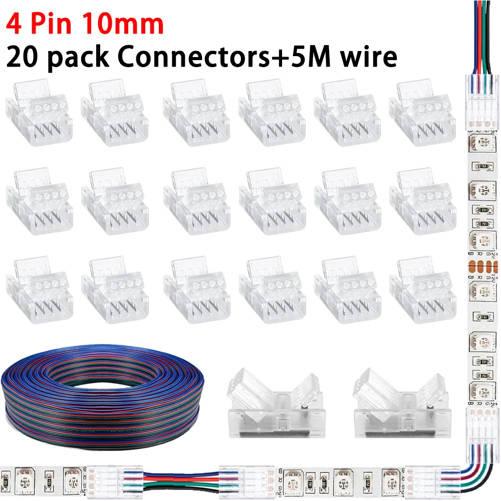 4-контактные 10-миллиметровые светодиодные ленты для быстрого разъема для проводов, клеммные разъемы для удлинителей, 20 упаковок, разъем без темных площадок для светодиодной ленты 5050
4-контактные 10-миллиметровые светодиодные ленты для быстрого разъема для проводов, клеммные разъемы для удлинителей, 20 упаковок, разъем без темных площадок для светодиодной ленты 5050