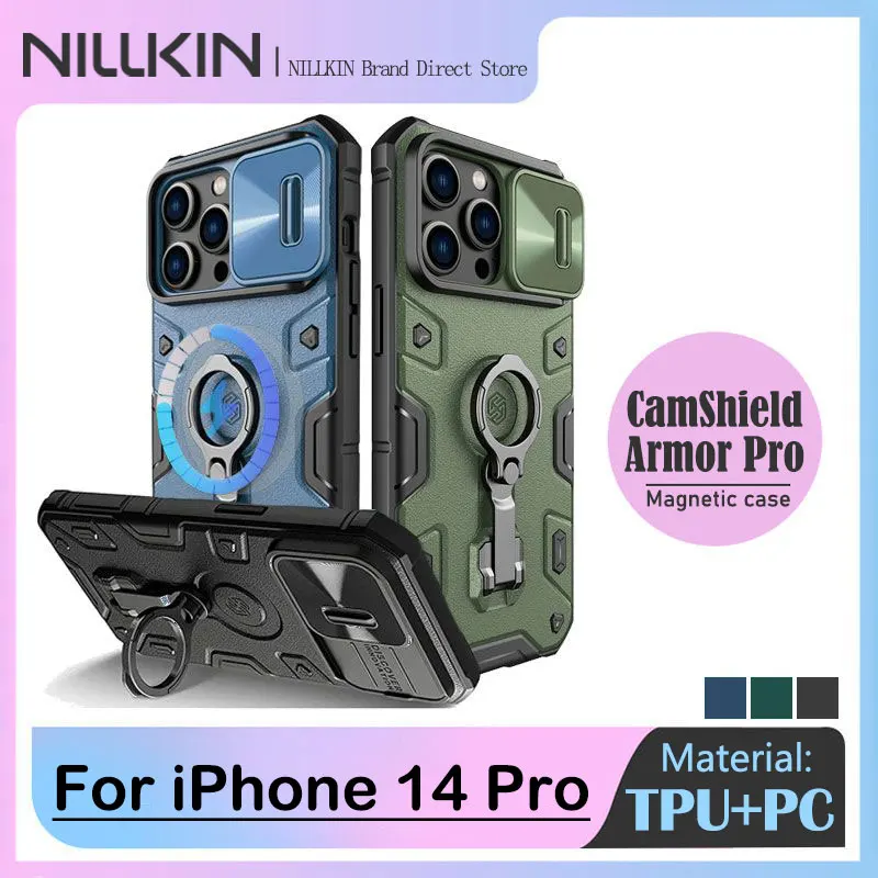 Магнитный чехол NILLKIN CamShield Armor для iPhone 14 Pro, противоударный, устойчивый к падениям, чехол MagSafe с задней крышкой с кольцевой подставкой
Магнитный чехол NILLKIN CamShield Armor для iPhone 14 Pro, противоударный, устойчивый к падениям, чехол MagSafe с задней крышкой с кольцевой подставкой