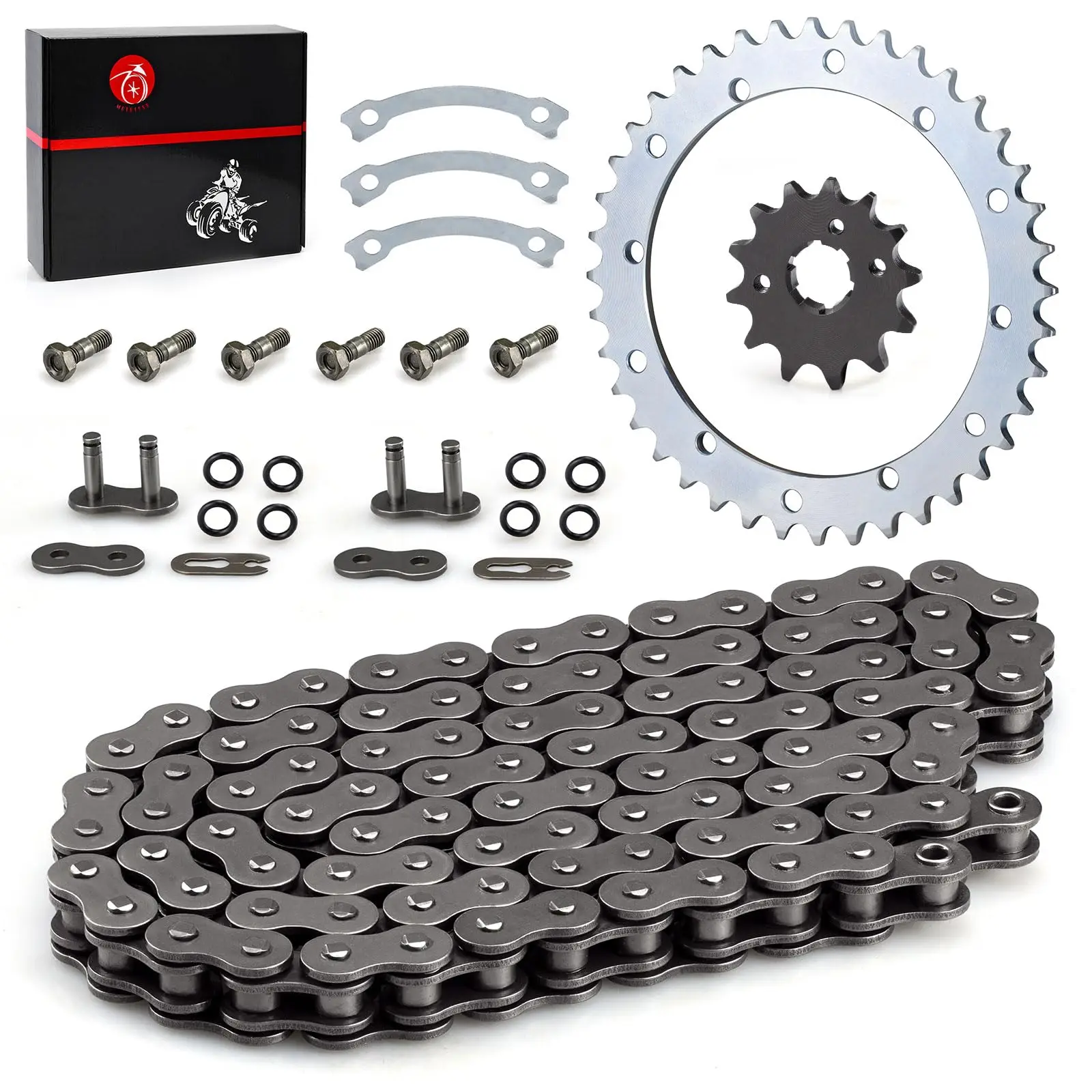 Heavy Duty O-Ring Drive Chain And Drive Sprockets Kit for Yamaha Warrior 350 YFM350X 1989-2004 (Gray)
Heavy Duty O-Ring Drive Chain And Drive Sprockets Kit for Yamaha Warrior 350 YFM350X 1989-2004 (Gray)