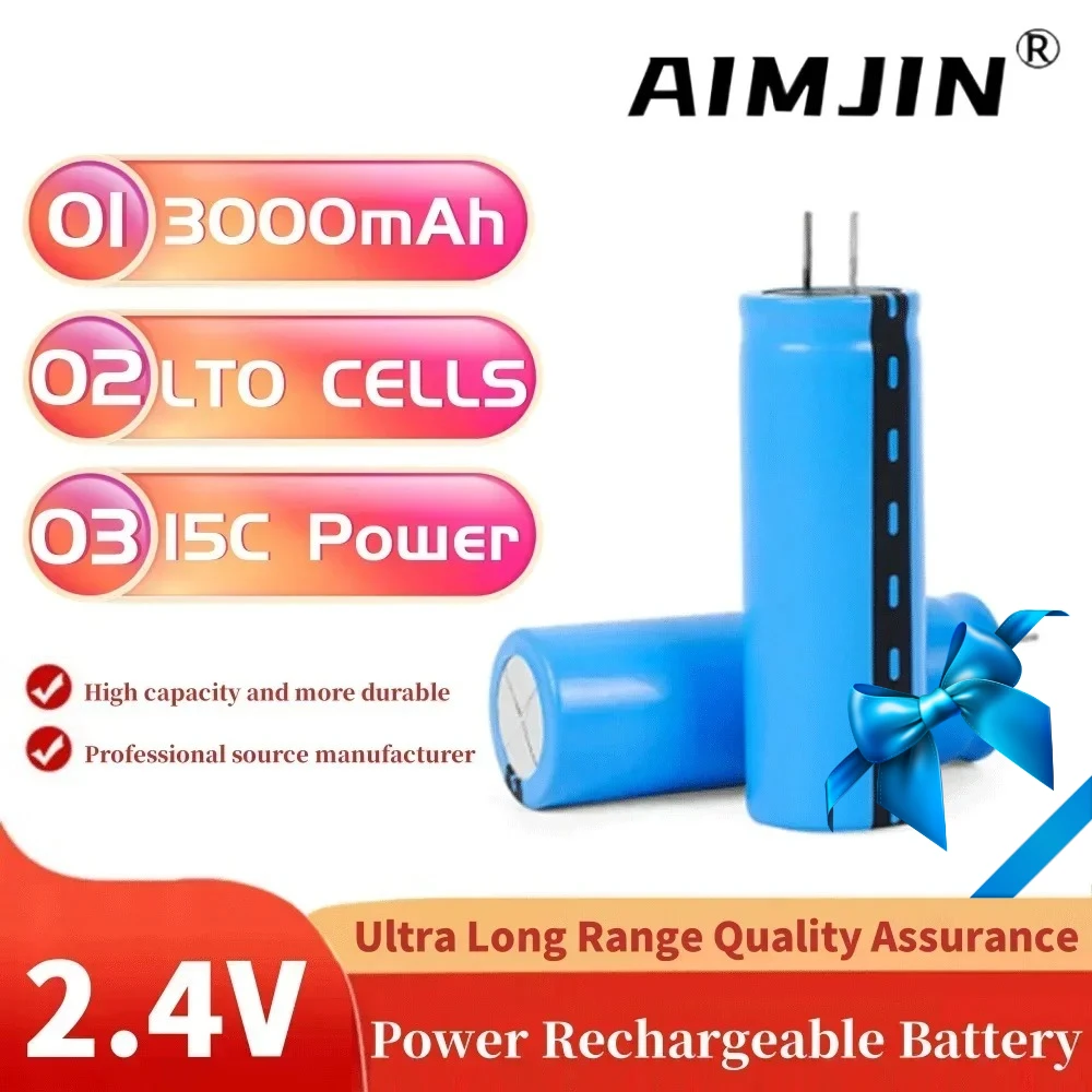 3000mAh 18650 2.4V Lithium Titanate Battery LTO 15C Rechargeable Low Temperature Battery 25000 Cycles Flashlight
3000mAh 18650 2.4V Lithium Titanate Battery LTO 15C Rechargeable Low Temperature Battery 25000 Cycles Flashlight
