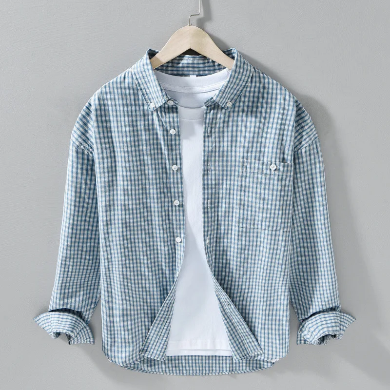 Japanese Loose-Fit Drop-Shoulder Plaid Long-Sleeve Shirt for Men 2026 Spring Trendy 100% Cotton Washed Loose-Fit Check Tops
Japanese Loose-Fit Drop-Shoulder Plaid Long-Sleeve Shirt for Men 2026 Spring Trendy 100% Cotton Washed Loose-Fit Check Tops