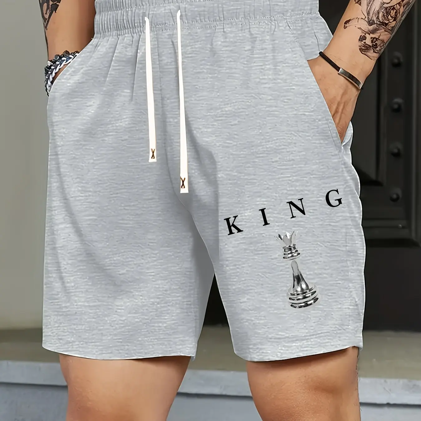 Men's Printed King Chess Printed Shorts with Waistband and Pockets, Summer Street Fashion Shorts
Men's Printed King Chess Printed Shorts with Waistband and Pockets, Summer Street Fashion Shorts