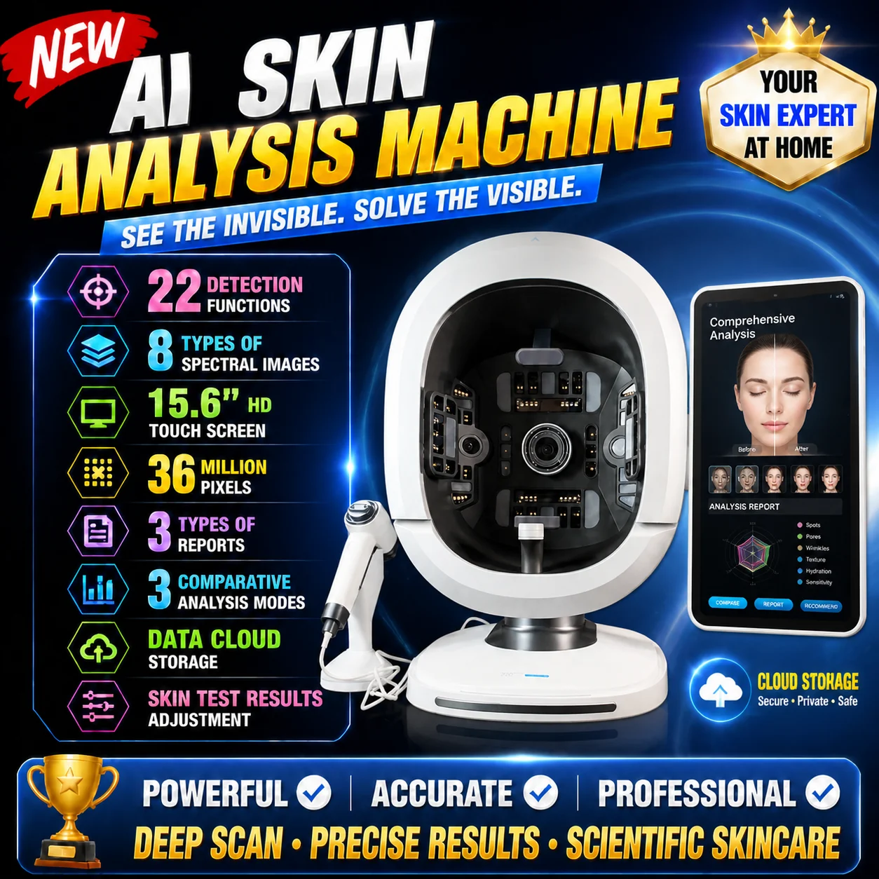Newest Portable 3d Skin Analysis Machine Smart Ai Face Scanner One Click Skin Analyzer With 3 Cameras Facial Tester Scanner
Newest Portable 3d Skin Analysis Machine Smart Ai Face Scanner One Click Skin Analyzer With 3 Cameras Facial Tester Scanner