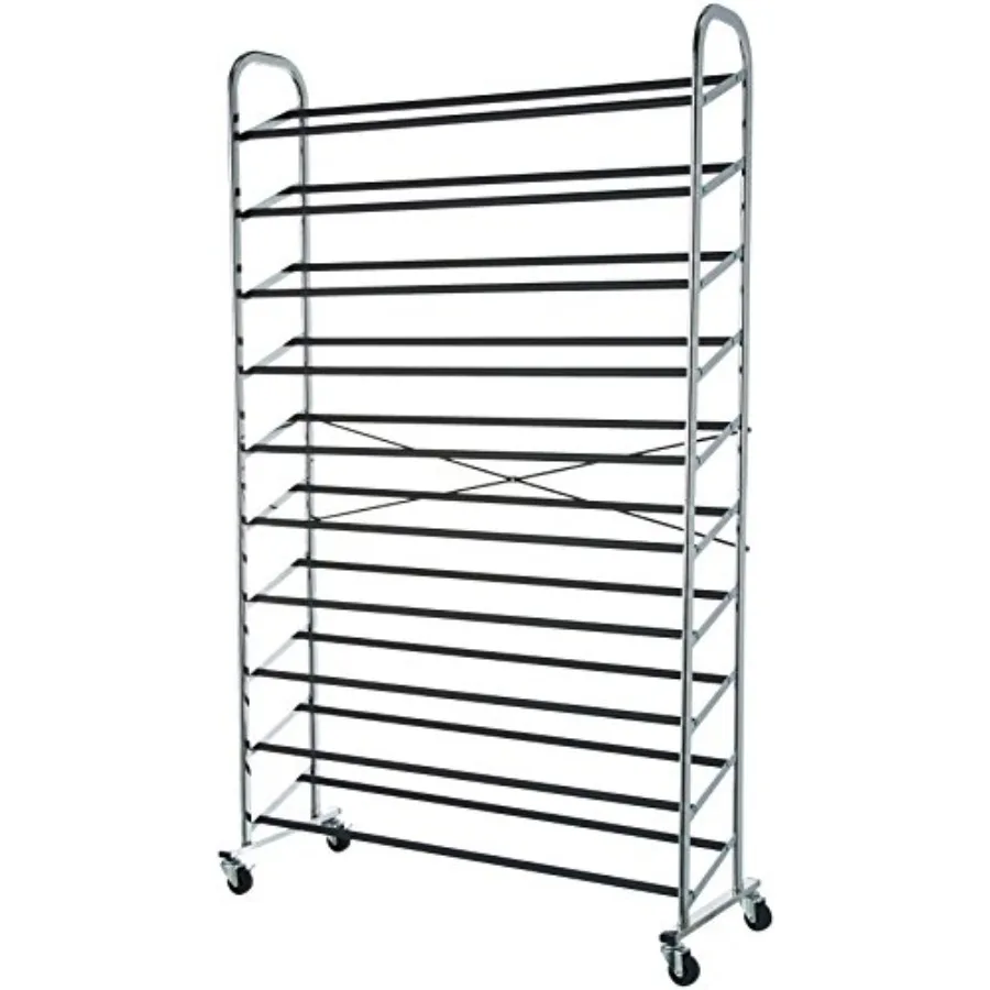 50-Pair Shoe Rack Organizer, Portable Rolling with Locking Wheels, Free Standing, 35.8 x 14.6 x 59.5 inches, Chrome
50-Pair Shoe Rack Organizer, Portable Rolling with Locking Wheels, Free Standing, 35.8 x 14.6 x 59.5 inches, Chrome