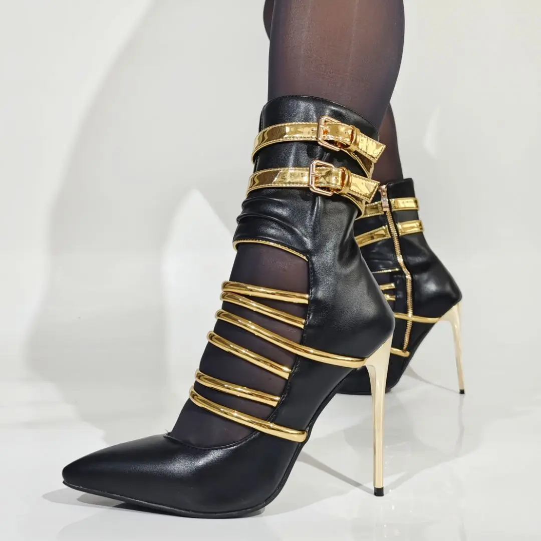 Patchwork Pointed Toe Belt Buckle Women Sandals Boots Stiletto High Heels Zipper Design Large Size Rome Shoes
Patchwork Pointed Toe Belt Buckle Women Sandals Boots Stiletto High Heels Zipper Design Large Size Rome Shoes
