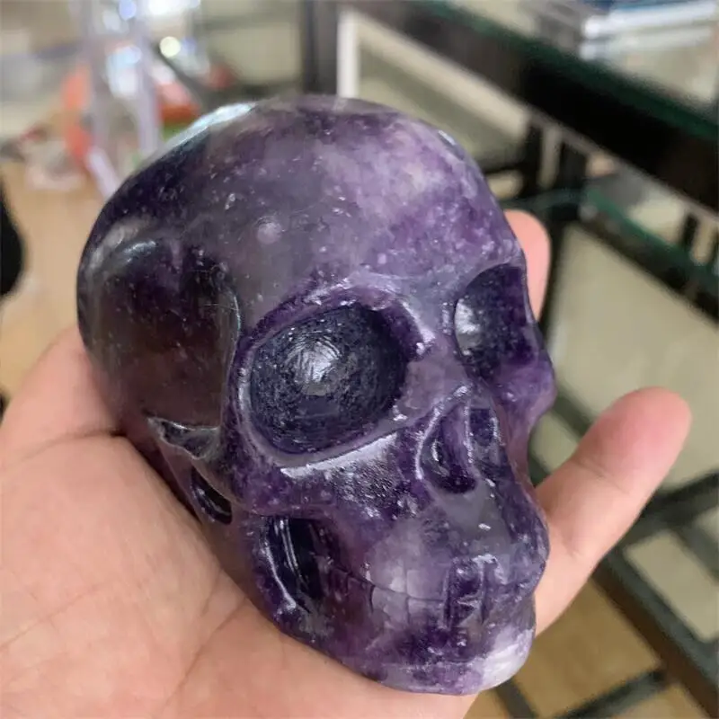 1PC Natural Lepidolite Crystal Skull Carved Figurines Sculpture Reiki Healing Stone Halloween Gift Home Decoration
1PC Natural Lepidolite Crystal Skull Carved Figurines Sculpture Reiki Healing Stone Halloween Gift Home Decoration