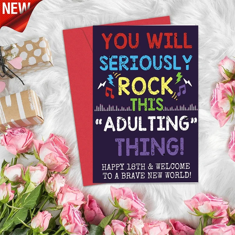 Happy 18th Birthday Card, You Will Rock Adulting Greeting Card, Welcome to Adult World Celebration Card for T
Happy 18th Birthday Card, You Will Rock Adulting Greeting Card, Welcome to Adult World Celebration Card for T