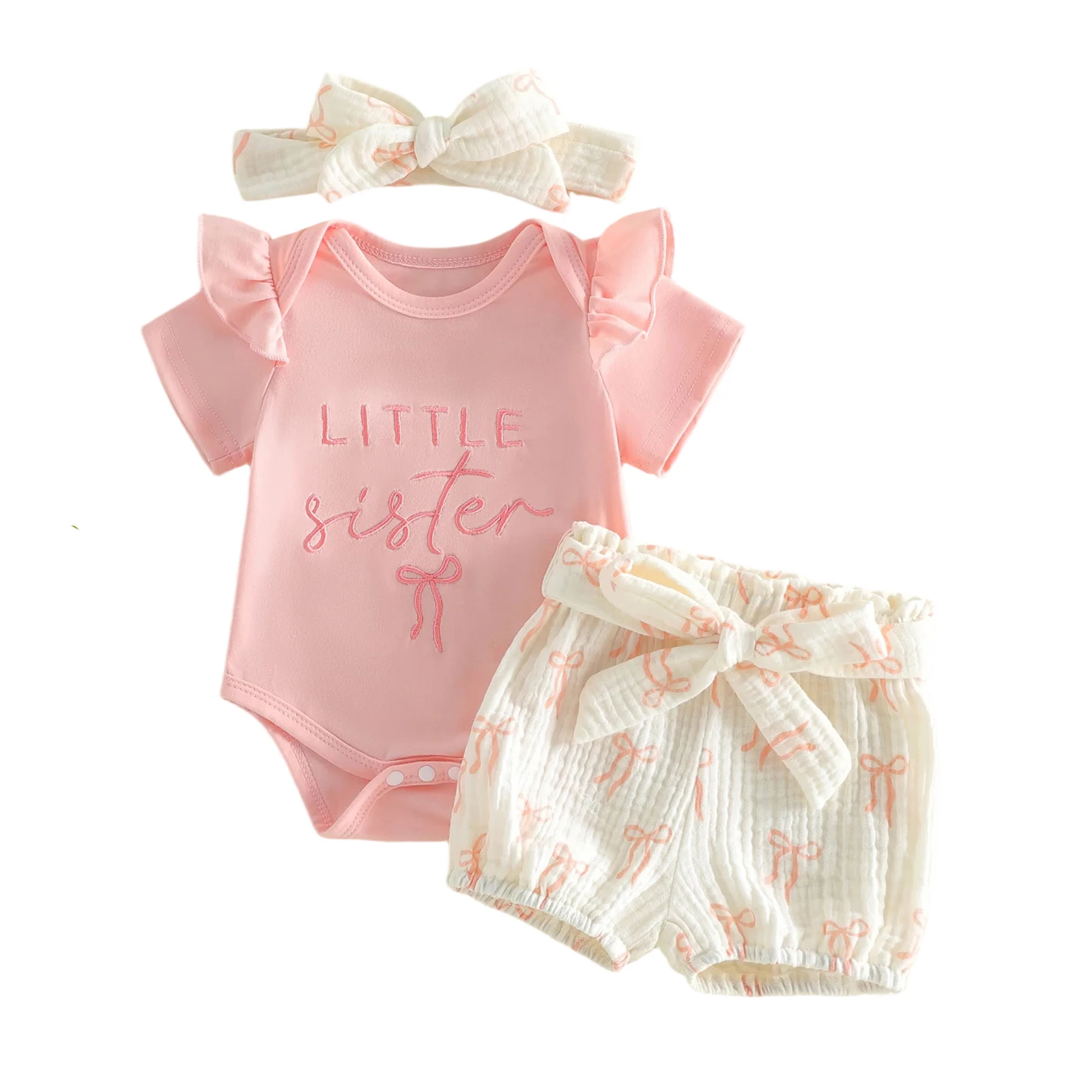 Toddler Girl Floral Print Ruffle Sleeve Top and Shorts Set with Matching Headband 3-Piece Summer Outfit for Baby Girls
Toddler Girl Floral Print Ruffle Sleeve Top and Shorts Set with Matching Headband 3-Piece Summer Outfit for Baby Girls