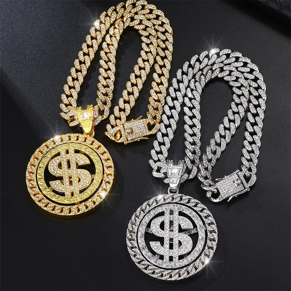 HIP HOP AAA+ Rotatable Dollar Iced Out 13MM Miami Cuban Link Chain Pendant Necklaces For Men's Women Rapper Jewelry
HIP HOP AAA+ Rotatable Dollar Iced Out 13MM Miami Cuban Link Chain Pendant Necklaces For Men's Women Rapper Jewelry