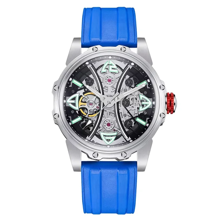 HANBORO Men Automatic Watch 46mm Mechanical Wristwatch 50m Waterproof Luminous Skeleton Dial Rubber Strap
HANBORO Men Automatic Watch 46mm Mechanical Wristwatch 50m Waterproof Luminous Skeleton Dial Rubber Strap