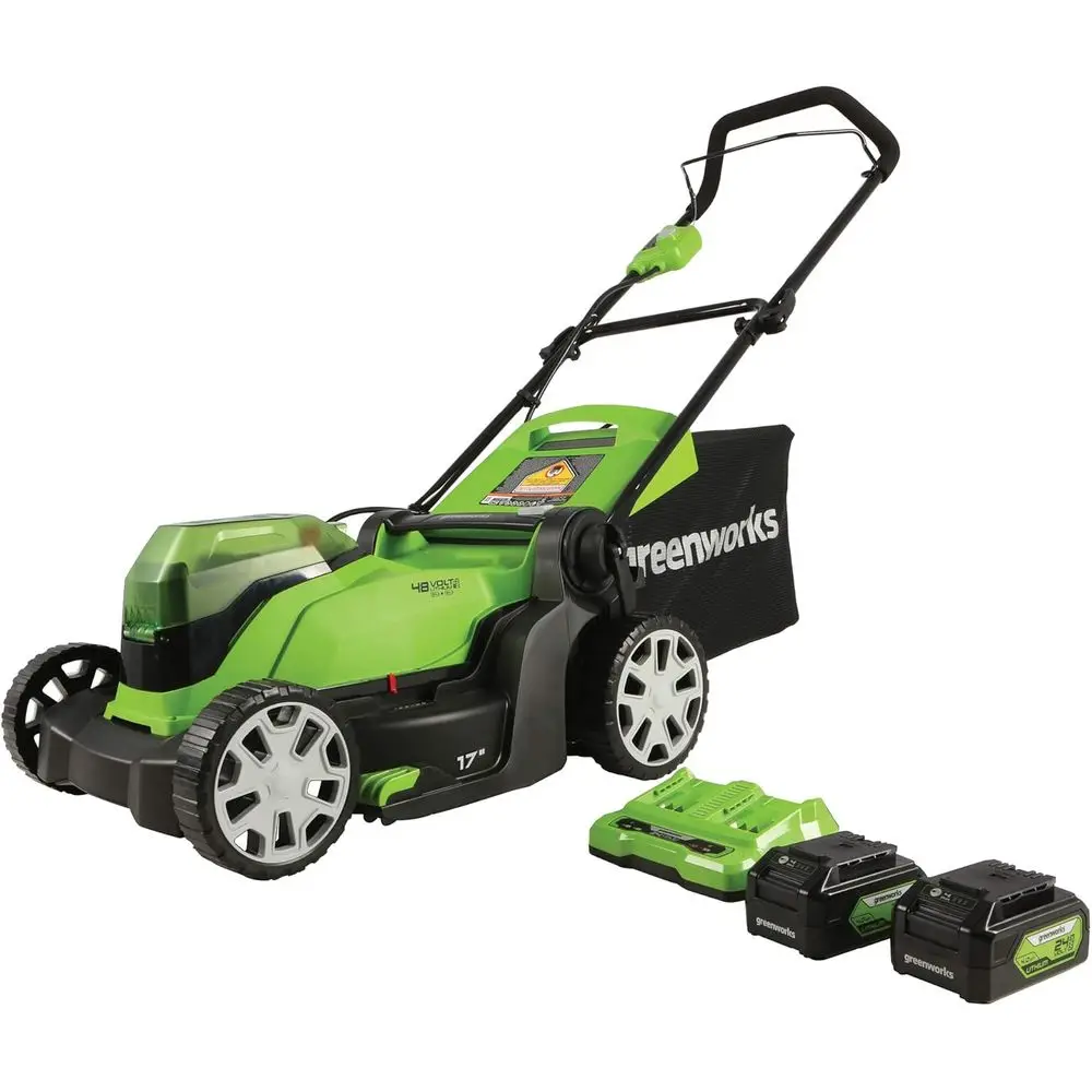 48V (24V x 2) 17" Cordl(Push) Lawn Mower (200+ Compatible Tools), (2) 4.0Ah Batteries and Dual Port RaIncluded
48V (24V x 2) 17" Cordl(Push) Lawn Mower (200+ Compatible Tools), (2) 4.0Ah Batteries and Dual Port RaIncluded