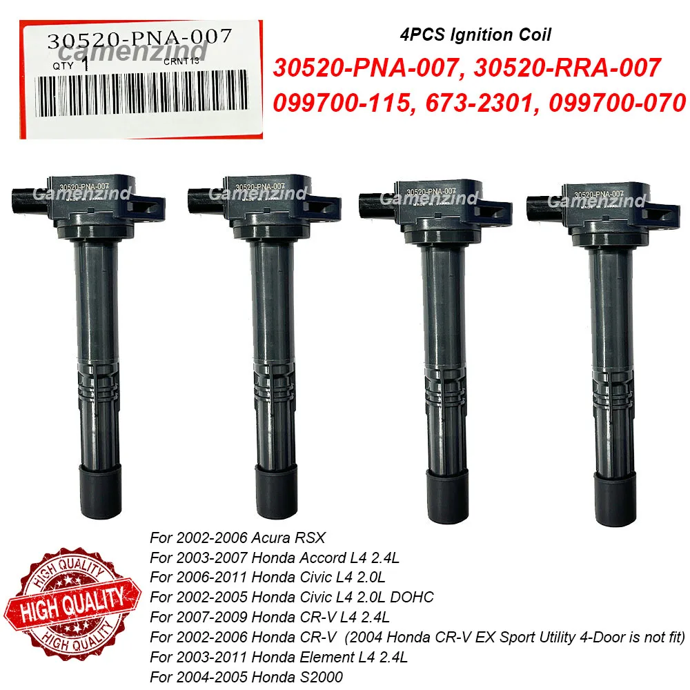 4PCS Ignition Coil 30520-PNA-007 30520-RRA-007 099700-115 099700-070 For H-onda Accord Civic CR-V Element L4 30520PNA007
4PCS Ignition Coil 30520-PNA-007 30520-RRA-007 099700-115 099700-070 For H-onda Accord Civic CR-V Element L4 30520PNA007