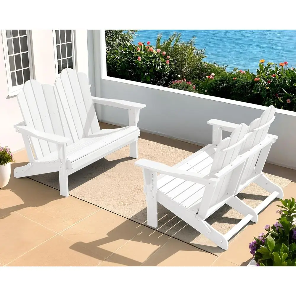 All-Weather HDPE Adirondack Loveseat and Outdoor Bench, White
All-Weather HDPE Adirondack Loveseat and Outdoor Bench, White