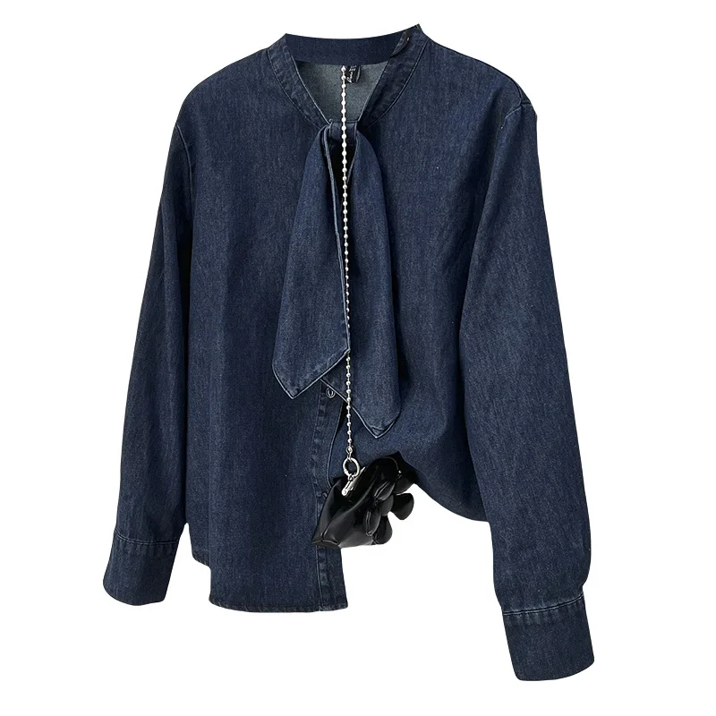 Новые весенние блузки больших размеров, стильная джинсовая рубашка с лентой, 100 кг, женские повседневные топы с длинными рукавами 2504
Новые весенние блузки больших размеров, стильная джинсовая рубашка с лентой, 100 кг, женские повседневные топы с длинными рукавами 2504