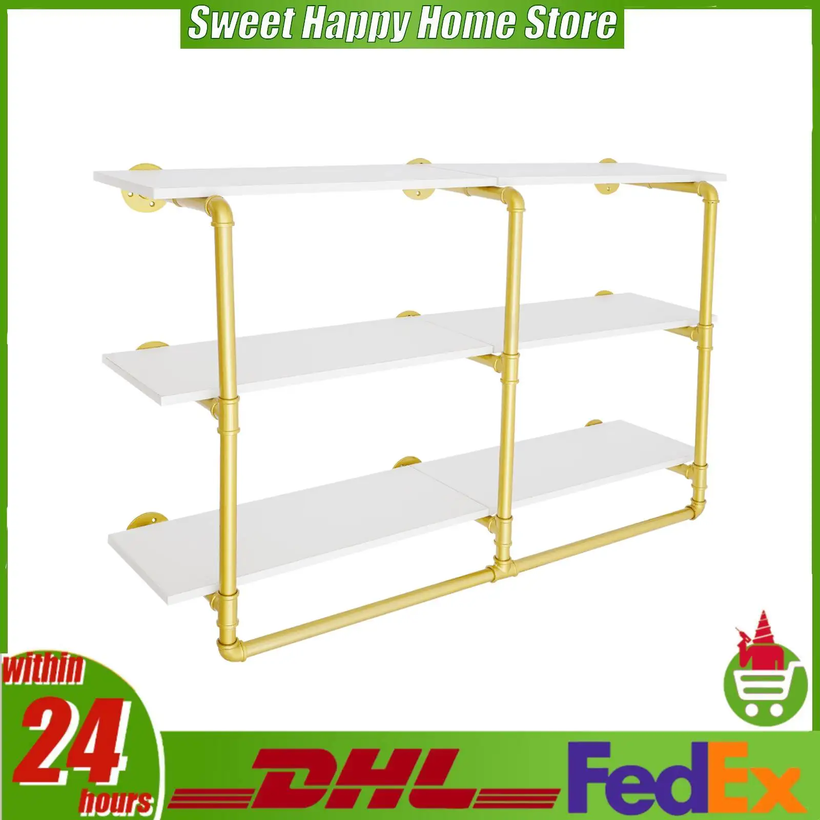 3-Tier Wall Mount Clothes Rack, Industrial Pipe Garment Shelf with 100lbs Load Capacity for Bedroom Entryway Kitchen
3-Tier Wall Mount Clothes Rack, Industrial Pipe Garment Shelf with 100lbs Load Capacity for Bedroom Entryway Kitchen