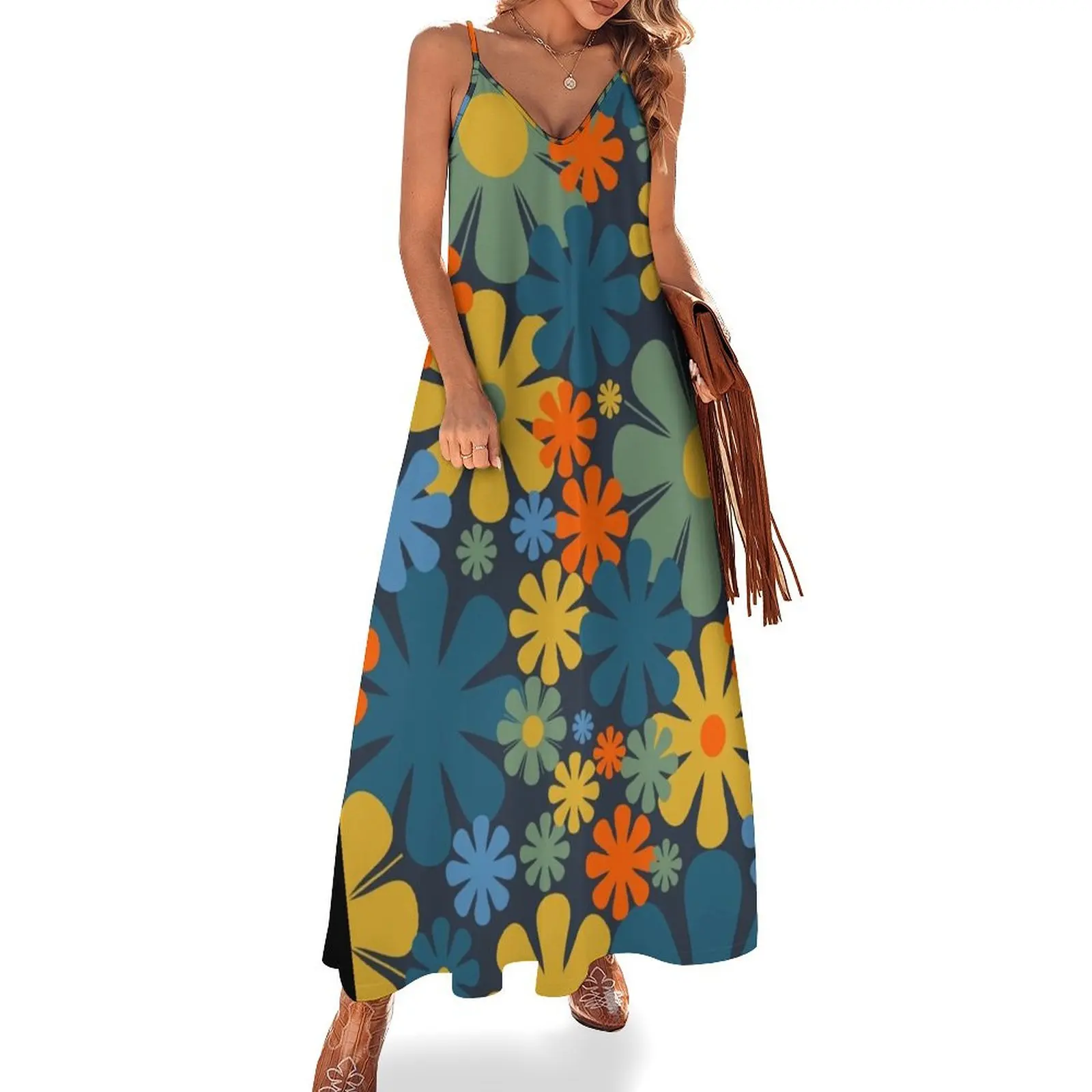 Retro 60s 70s Aesthetic Floral Pattern Blue Green Mustard Orange Sleeveless Long Dress Womens dresses clothes for women Dress
Retro 60s 70s Aesthetic Floral Pattern Blue Green Mustard Orange Sleeveless Long Dress Womens dresses clothes for women Dress