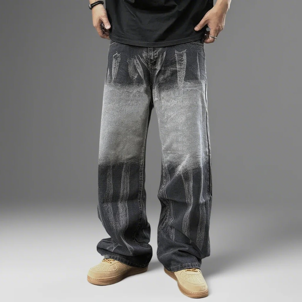 Autumn Men's Black and Grey Tie Dyed Wide Leg Jeans Gradient New Retro Hip-Hop Fashion Versatile Loose and Casual Long Pants Man
Autumn Men's Black and Grey Tie Dyed Wide Leg Jeans Gradient New Retro Hip-Hop Fashion Versatile Loose and Casual Long Pants Man