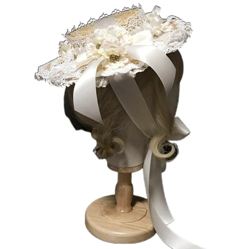 Women Girls Elegant Tea Party Flat Hat Multilayer Lace Bonnet Artificial Flower Ribbon Bow Straw Beach Sun
Women Girls Elegant Tea Party Flat Hat Multilayer Lace Bonnet Artificial Flower Ribbon Bow Straw Beach Sun