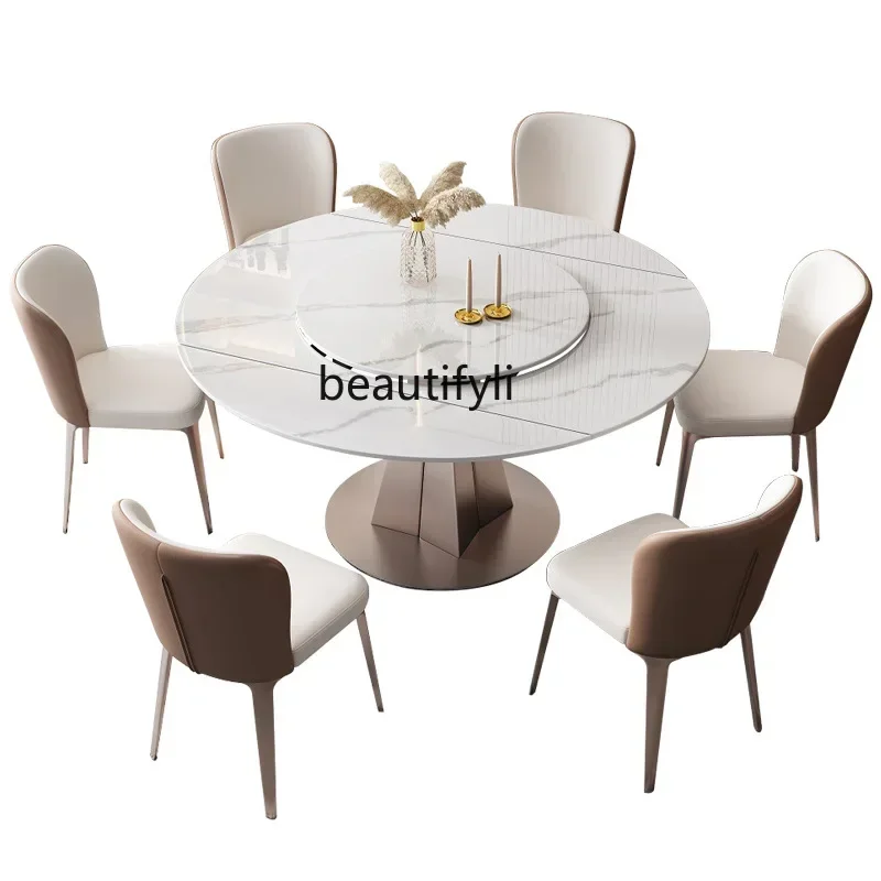 Y Light luxury rock slab dining table, modern simple small apartment, rotatable and retractable round household dining table
Y Light luxury rock slab dining table, modern simple small apartment, rotatable and retractable round household dining table