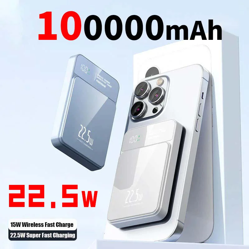 100000mAh Portable Magnetic Wireless Charging Mobile Power Support 22.5W Two-Way Fast Charging For Iphone Samsung Huawei
100000mAh Portable Magnetic Wireless Charging Mobile Power Support 22.5W Two-Way Fast Charging For Iphone Samsung Huawei
