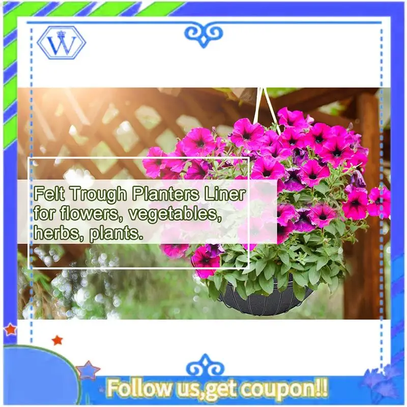 Easy To Use 14/16 Inch Hanging Flower Basket Liners Fabric Hanging Plant Liners Non-Woven Black Felt 6Piece
Easy To Use 14/16 Inch Hanging Flower Basket Liners Fabric Hanging Plant Liners Non-Woven Black Felt 6Piece