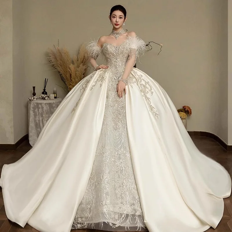 Customized Vestido De Noiva Strapless Sleeveless Wedding Dresses 2025 For Women Beads Sewn Ivory Lace Bride Boho Bridal Gown 096
Customized Vestido De Noiva Strapless Sleeveless Wedding Dresses 2025 For Women Beads Sewn Ivory Lace Bride Boho Bridal Gown 096
