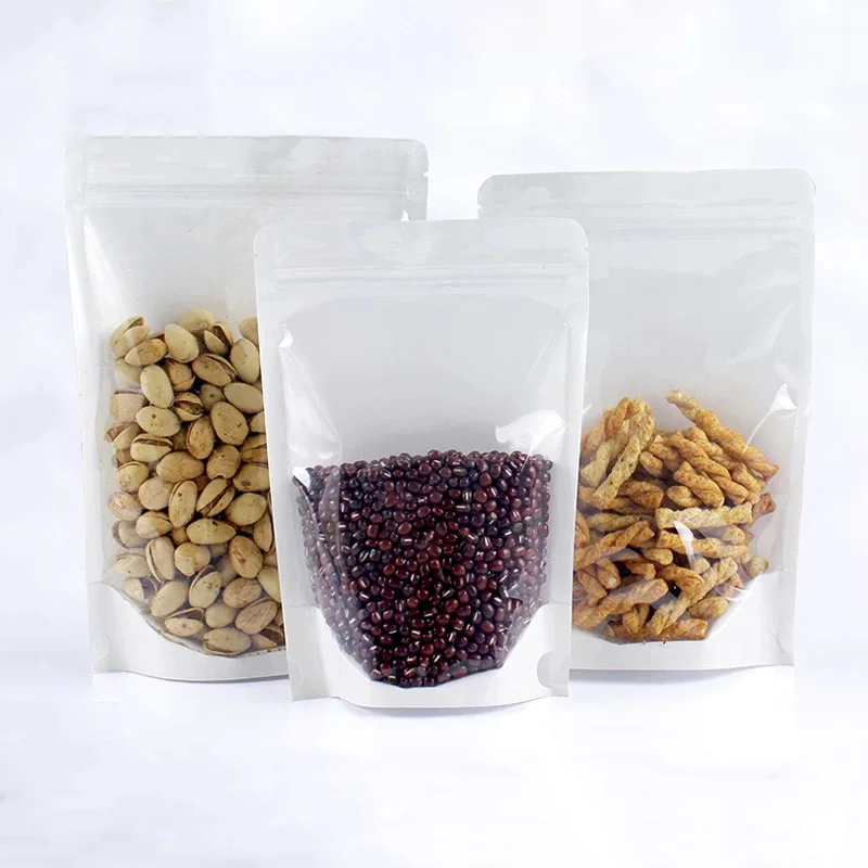 One Side Clear Resealable Plastic Window White Kraft Paper Zip Lock Bag Snacks Coffee Scented Tea Packaging Craft Paper Pouches
One Side Clear Resealable Plastic Window White Kraft Paper Zip Lock Bag Snacks Coffee Scented Tea Packaging Craft Paper Pouches