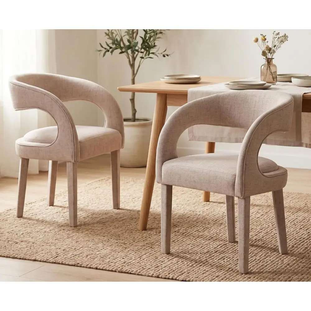 Pair of Khaki Fabric Upholstered Dining Chairs with Wood Legs for Kitchen/Dining/Living Room
Pair of Khaki Fabric Upholstered Dining Chairs with Wood Legs for Kitchen/Dining/Living Room