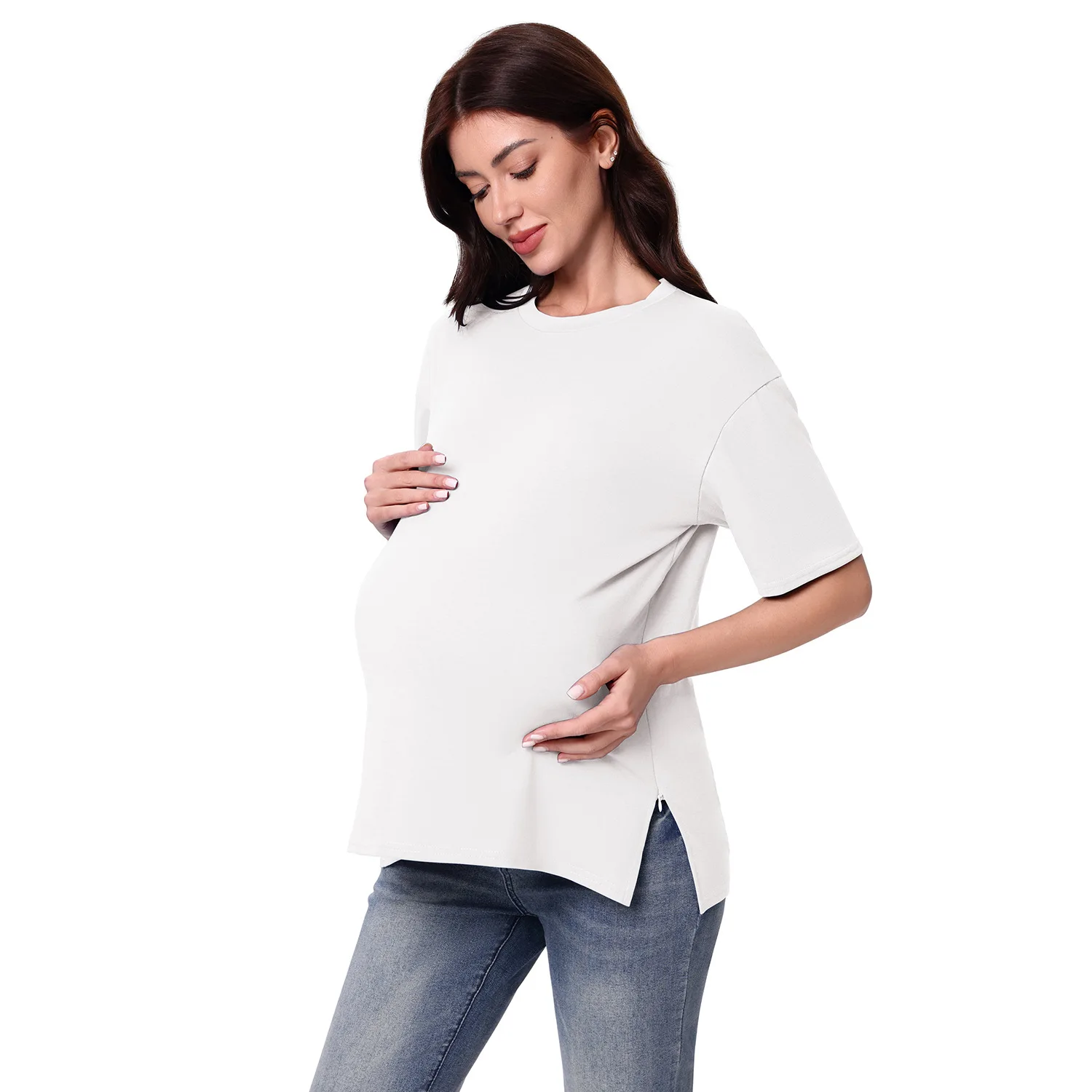 Summer Pregnancy Clothes New Loose Casual Pregnant Women's T-shirt Gravida Clothes Zipper Short Sleeve Women's Clothing
Summer Pregnancy Clothes New Loose Casual Pregnant Women's T-shirt Gravida Clothes Zipper Short Sleeve Women's Clothing