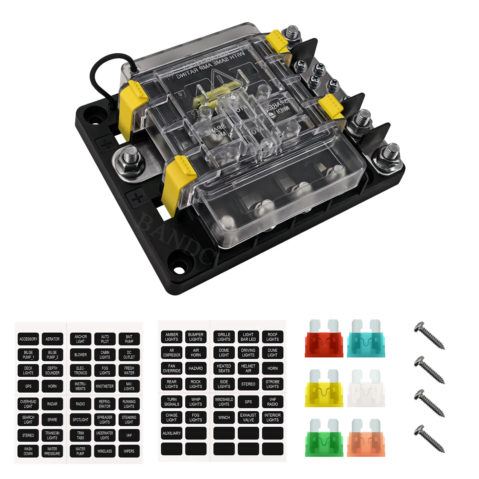 12V Fuse Box ATO/ATC/ AMI /MIDI Fuse Holder with Battery Negative Bus Bar Waterproof for Marine Camper Truck Boat RV ATV Machine
12V Fuse Box ATO/ATC/ AMI /MIDI Fuse Holder with Battery Negative Bus Bar Waterproof for Marine Camper Truck Boat RV ATV Machine