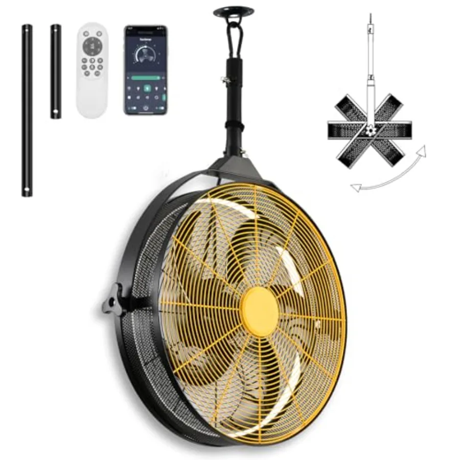 Outdoor ceiling fan with lights for garage and gazebo, ABS plastic in matte black, dimmable LED light, remote and app control,
Outdoor ceiling fan with lights for garage and gazebo, ABS plastic in matte black, dimmable LED light, remote and app control,