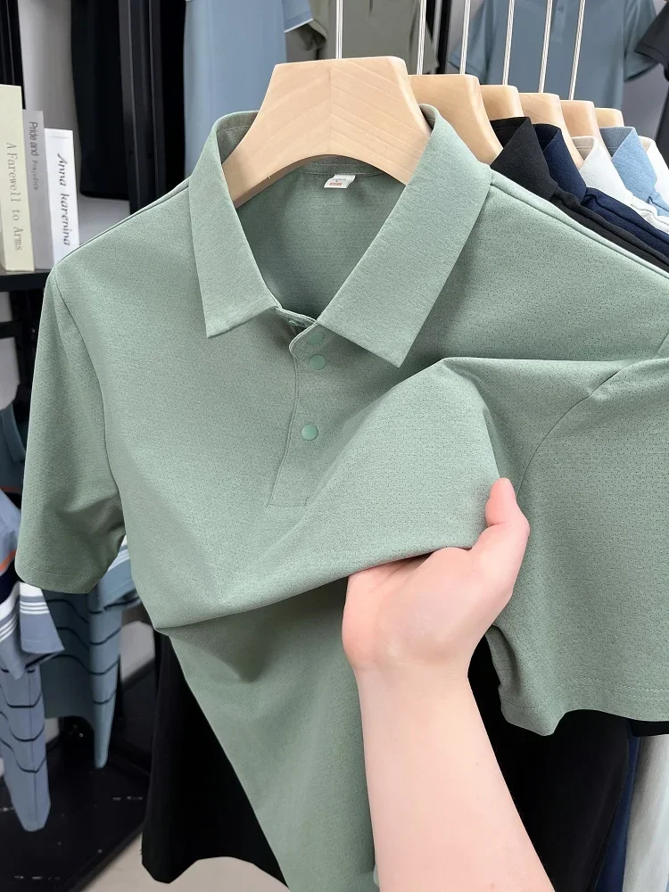 High Quality Luxury Ice Silk Breathable Short Sleeve Polo Shirt Men's Summer Trend Brand Casual Versatile Business Lapel T-s
High Quality Luxury Ice Silk Breathable Short Sleeve Polo Shirt Men's Summer Trend Brand Casual Versatile Business Lapel T-s