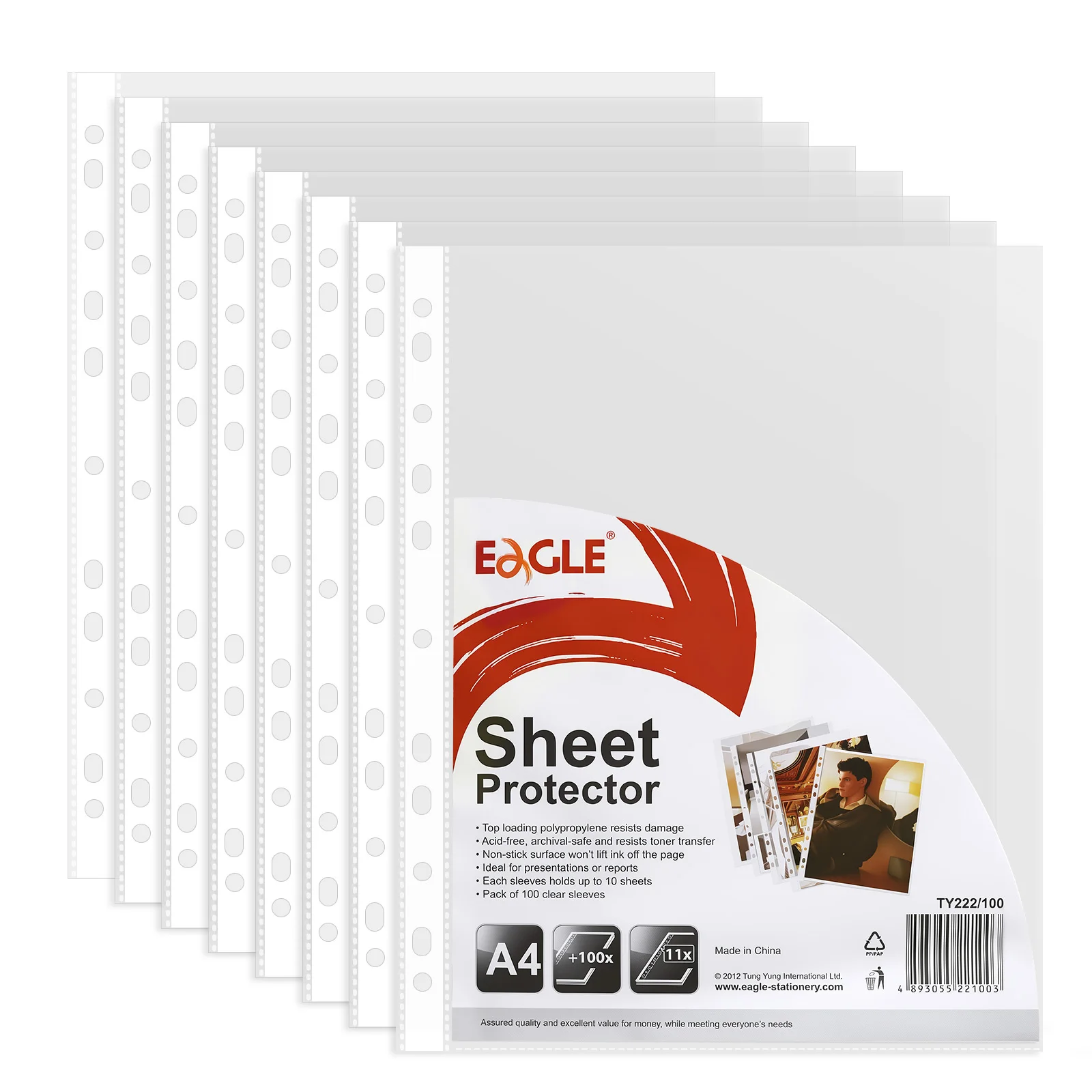 EAGLE A4 Sheet Protectors 100 Pack Clear 11-Hole Waterproof Sleeves for Binders Archival Safe Office School Document Storage
EAGLE A4 Sheet Protectors 100 Pack Clear 11-Hole Waterproof Sleeves for Binders Archival Safe Office School Document Storage