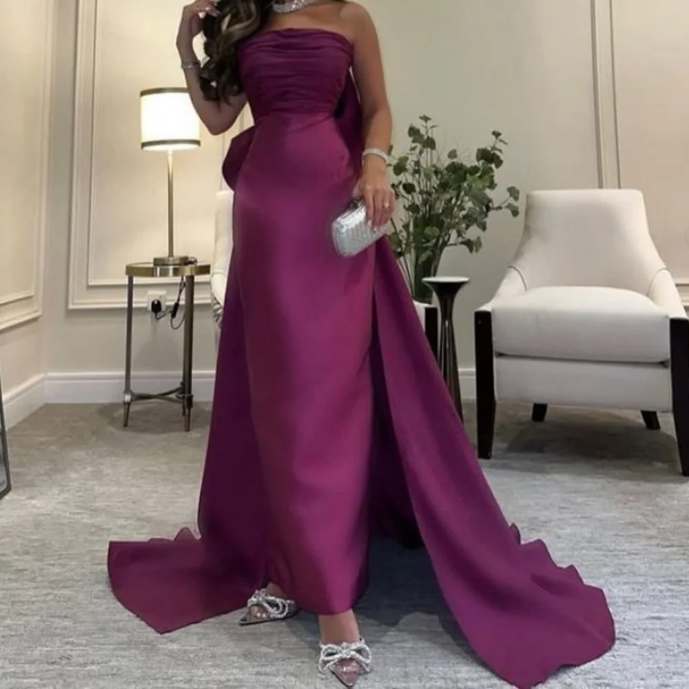 Customized Straight Strapless Satin Prom Gowns Pleat Ankle-Length Backless Evening Dresses Sleeveless Fashion Party Dresses
Customized Straight Strapless Satin Prom Gowns Pleat Ankle-Length Backless Evening Dresses Sleeveless Fashion Party Dresses