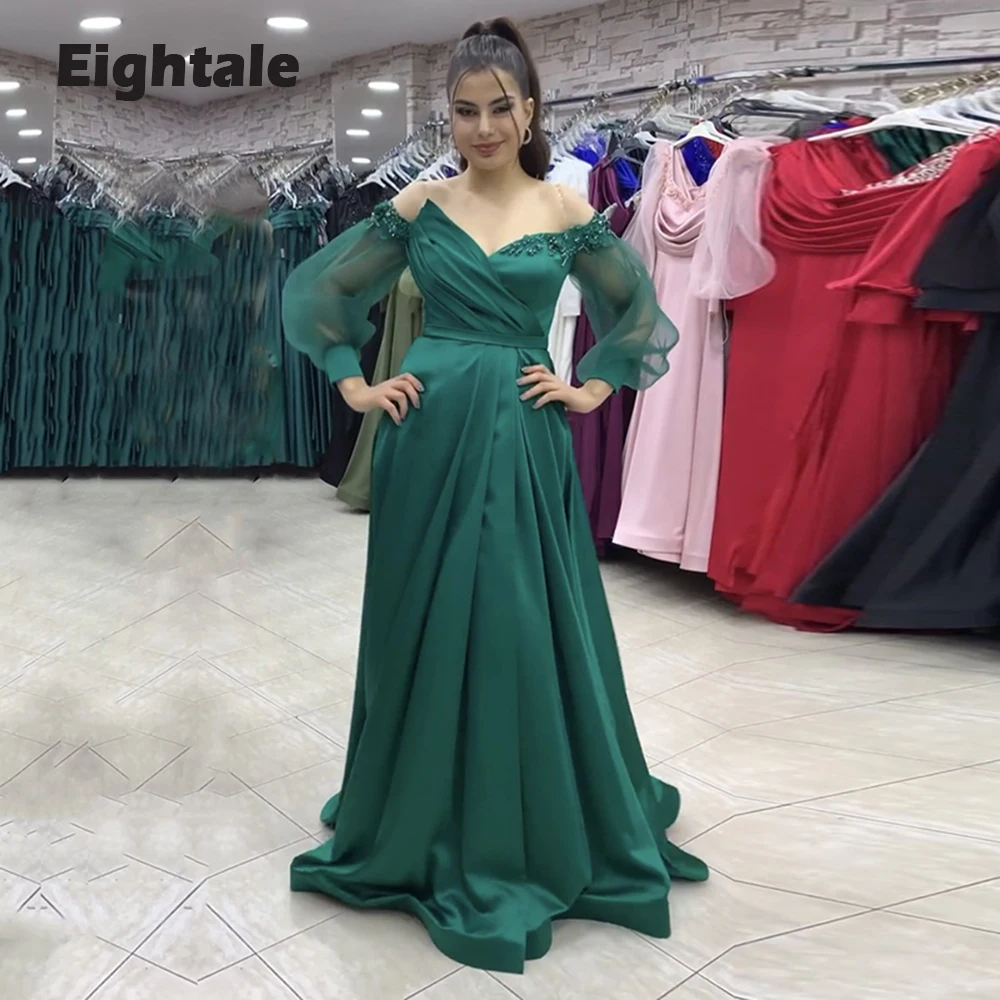 Eightale Arabic Evening Dresses for Wedding Party Long Puffy Sleeves Beaded Green V-Neck Side Split Formal Celebrity Prom Gowns
Eightale Arabic Evening Dresses for Wedding Party Long Puffy Sleeves Beaded Green V-Neck Side Split Formal Celebrity Prom Gowns