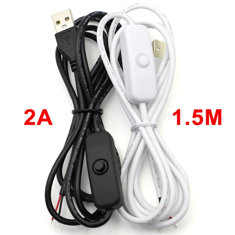 New 2A 5V Switch Power Supply Wire 1.5M USB Male to 2 Core Connection Cable 501 Button ON OFF For LED Strip Lights Black/White
New 2A 5V Switch Power Supply Wire 1.5M USB Male to 2 Core Connection Cable 501 Button ON OFF For LED Strip Lights Black/White