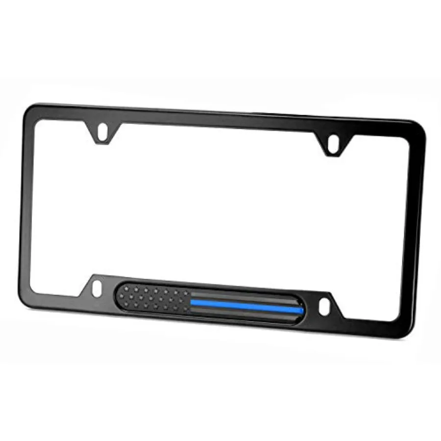 Black Stainless Steel License Plate Frame Black Flag with Thin Blue Line
Black Stainless Steel License Plate Frame Black Flag with Thin Blue Line