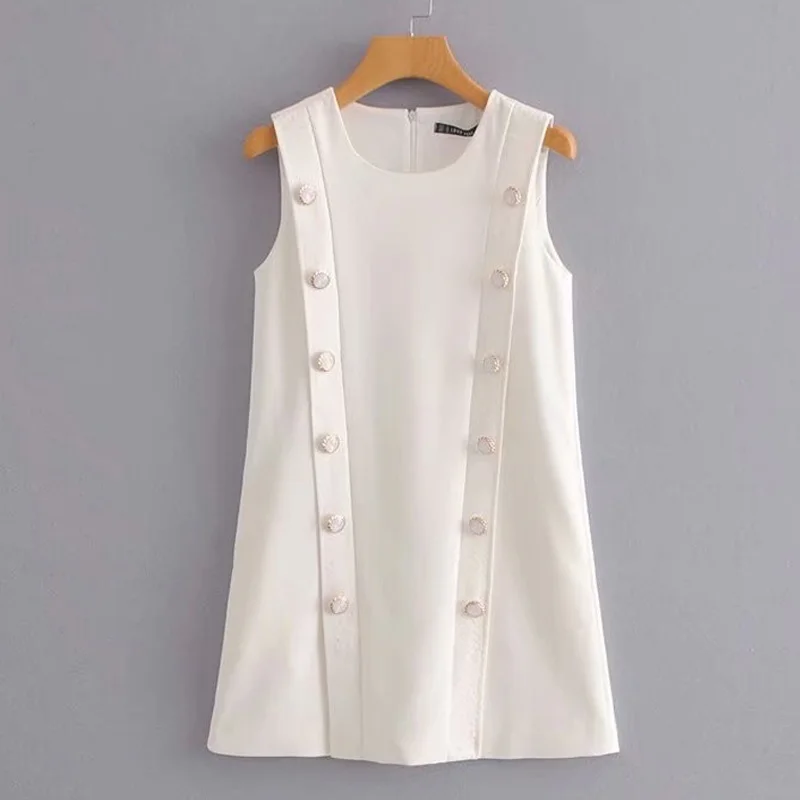 Elegant Women Summer Dress Double breasted Sleeveless Sweet Tank Vest Mini Dress Streetwear
Elegant Women Summer Dress Double breasted Sleeveless Sweet Tank Vest Mini Dress Streetwear