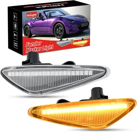 Nilight Fender Side Marker Lights 2PCS for 2016-2025 Mazda MX-5 Miata ND 2009-12 Mazda RX-8\2017-up Fiat 124 Spider\2008-12 Mazda6 Atenza GH\2010-13 Mazda5 Premacy CW\2011-UP Nissan Lafesta HW Star
