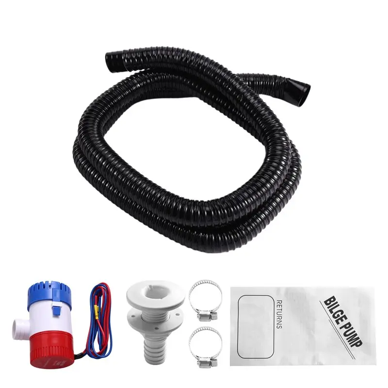 12V 1100GPH Boat Bilge Pump Kit 1-1/8in Outlet, 6.5ft Kink-Free Corrugated Hose, Anti-Twist, Dry-Run Protection, 2 Clamps
12V 1100GPH Boat Bilge Pump Kit 1-1/8in Outlet, 6.5ft Kink-Free Corrugated Hose, Anti-Twist, Dry-Run Protection, 2 Clamps