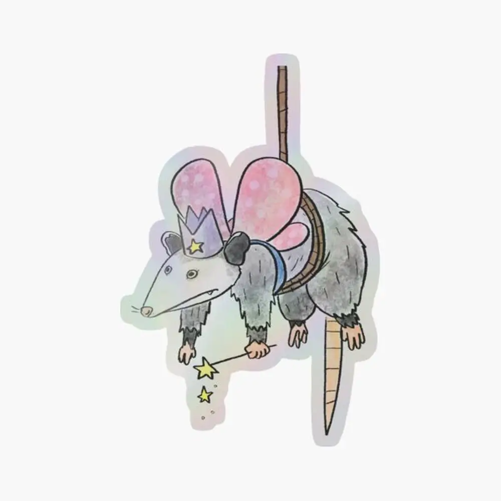 Голографическая наклейка Fairy Godpossum для декора ноутбука, спальни, автомобиля, милый мультяшный арт, модный общественный чемодан
Голографическая наклейка Fairy Godpossum для декора ноутбука, спальни, автомобиля, милый мультяшный арт, модный общественный чемодан