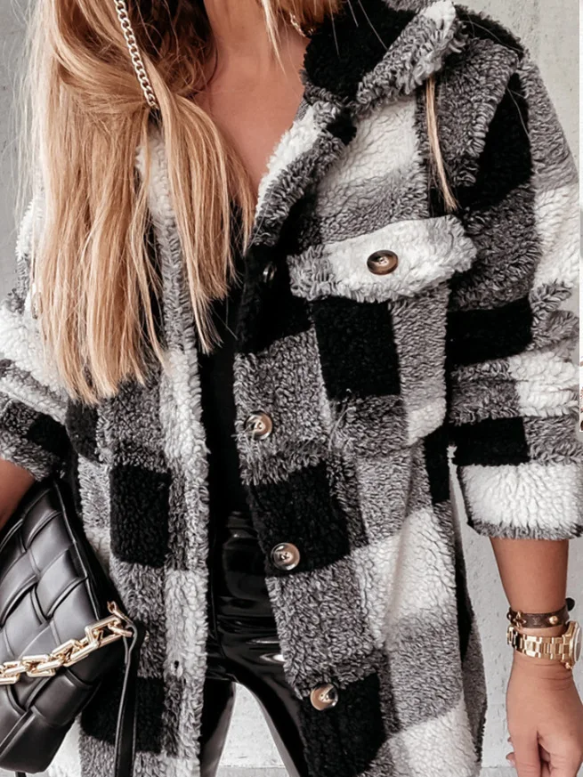Plaid Long Sve ket Cardigan Coat Street Sle Thiened Summer Outerwear Women's Loose Fit Knitwear with Button Closure
Plaid Long Sve ket Cardigan Coat Street Sle Thiened Summer Outerwear Women's Loose Fit Knitwear with Button Closure