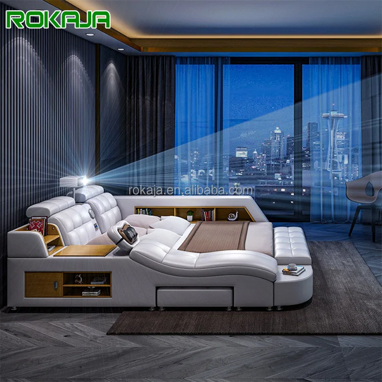 Modern King Size Bedroom Sets Multifunctional Massage Electric Beauty Bed With Projector Leather Beds With Storage for Sale
Modern King Size Bedroom Sets Multifunctional Massage Electric Beauty Bed With Projector Leather Beds With Storage for Sale