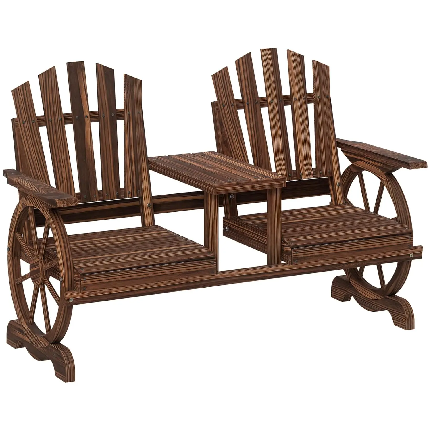 Wooden Garden Bench with Table, Umbrella Hole, 2-Seat Wagon Wheel Outdoor Bench with Slatted Seat, High Backrest,, Customized
Wooden Garden Bench with Table, Umbrella Hole, 2-Seat Wagon Wheel Outdoor Bench with Slatted Seat, High Backrest,, Customized